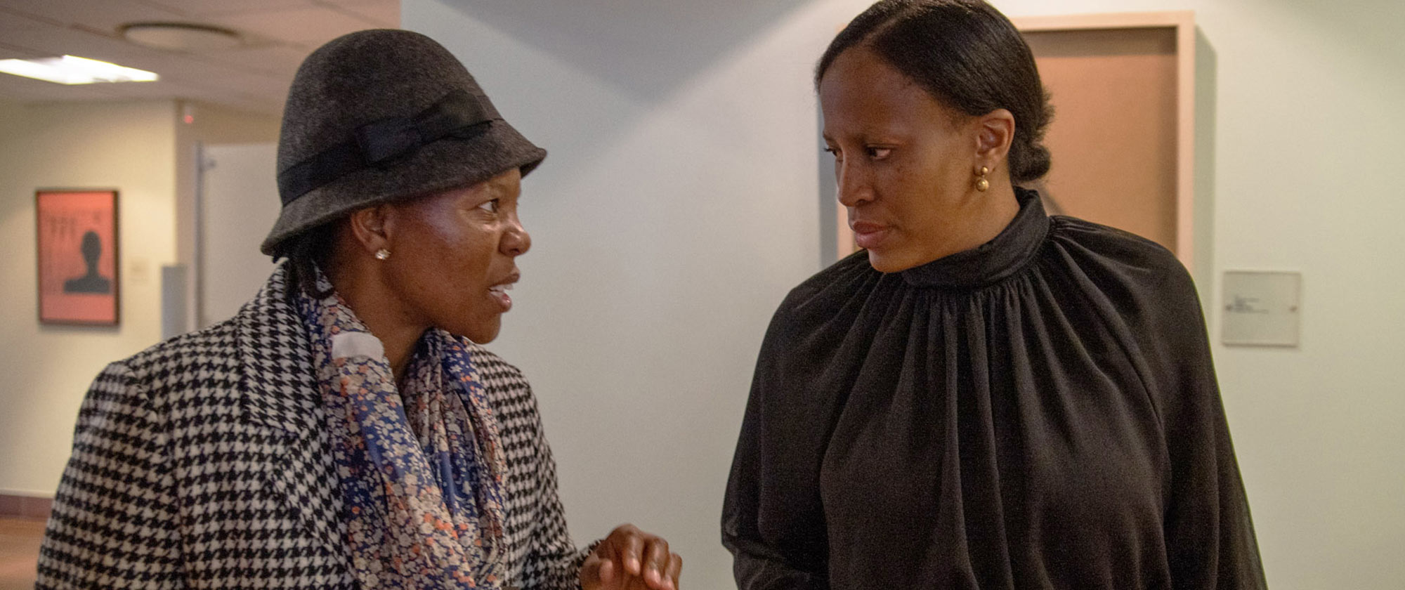 Christable Semondile, right, interim director of the Bristol Myers Squibb Foundation in Africa, chats with Dr. Kabelo Mputsoe, a clinical and radiation oncologist at a Baylor College of Medicine/Bristol Myers Squibb Children’s Clinical Centre of Excellence, during a recent trip to Africa.