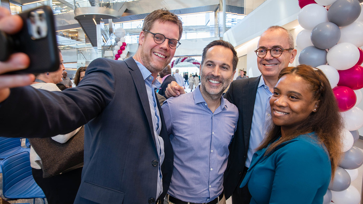 Giovanni Caforio, CEO, with patients at global kickoff event